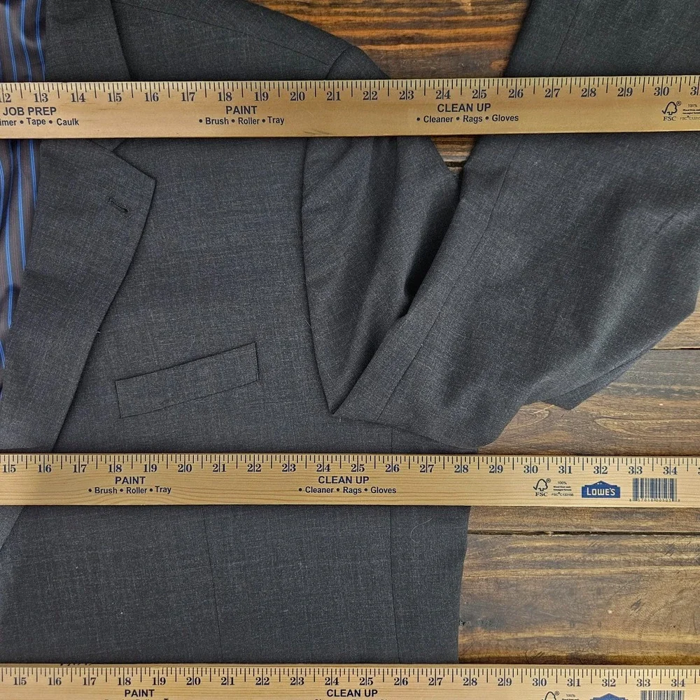 GS Perfect Fit Men's Sport Coat Two Button CH Gry Poly Wool Blend Sz 52PRG